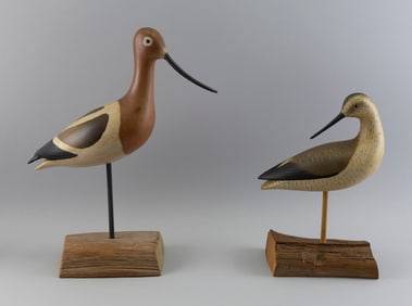 TWO HOLGER SMITH SHOREBIRD DECOYS Mattapoisett, Massachusetts, 20th Century Heights 14" and 18".