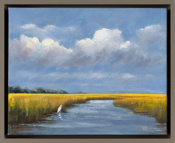 AMERICAN SCHOOL (20th Century,), "Marsh of Gold"., Oil on canvas, 11" x 14". Framed 12" x 15".