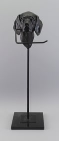 CAST IRON DOG-FORM TOWEL HOLDER Late 20th Century Height 26".