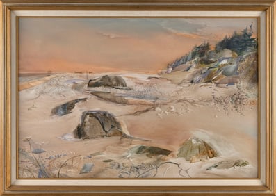 GEOFFREY L. SMITH (Massachusetts, Contemporary), "Summer Passing"., Oil on masonite, 24" x 36".