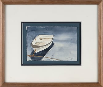 TOM STRINGE (Massachusetts, Contemporary), Still waters., Watercolor on paper, 5" x 7.5". Framed 13"