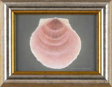 RICHARD SPARRE (Massachusetts, 1936-2008), Scallop shell., Oil on canvas board, 5" x 7". Framed