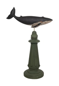 ROGER MITCHELL CARVED WOODEN HUMPBACK WHALE WEATHER VANE Massachusetts, Contemporary Height 50".
