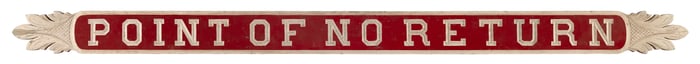 "POINT OF NO RETURN" QUARTERBOARD-STYLE SIGN CARVED BY CHARLIE SAYLE Nantucket, 20th Century Height
