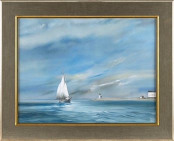 YASEMIN KYRENA TOMAKAN (Connecticut/Massachusetts/Turkey, 1958-), "Endeavor Circling Brant Point",