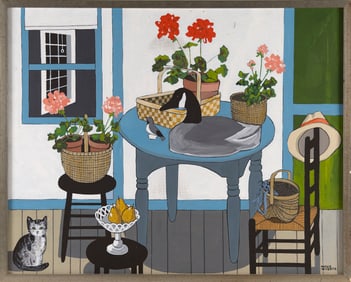 MAGGIE MEREDITH (New York/Massachusetts, 1922-2012), Nantucket cottage interior with decoys,