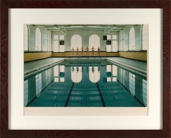 PHOTOGRAPH OF A SWIM TEAM POISED TO DIVE BY NINA BARNETT Contemporary Chromogenic print, image