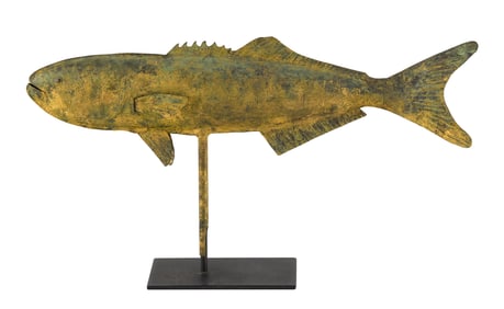 GILDED COPPER BLUE FISH WEATHER VANE Late 20th Century Length 24".