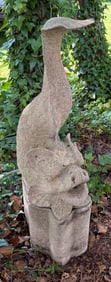 CAST CONCRETE SEA CREATURE GARDEN FOUNTAIN, 20th Century Height 41". Length 12". Width 11".