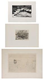 THREE NAUTICAL WORKS 20th Century Sheets from 8.75" x 11" to 13" x 18". Unframed.