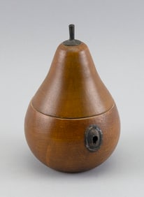 PEAR-FORM FRUITWOOD TEA CADDY 20th Century Height 7".