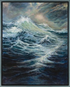 JAMES MUSTO (America, Contemporary), "Rhythm of the Sea"., Acrylic on canvas, 29.5" x 24". Framed