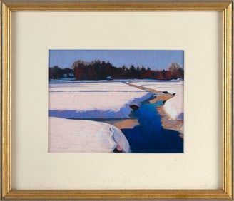 MARGARET FARRELL BRUNO (Massachusetts, Contemporary), Wintertime marsh scene., Pastel on paper, 9" x