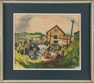 LESTER GEORGE HORNBY (Massachusetts, 1882-1956), "Seine Loft"., Watercolor on paper, 13.5" x 16.5"