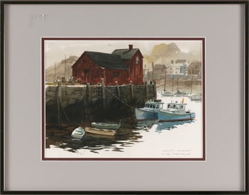 FERDINAND RALPH PETRIE (New Jersey, 1925-2007), "Motif #1, Rockport"., Watercolor, 8.5" x 11.5"