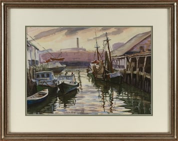 JOSEPH MARGULIES (New York, 1896-1984), Gloucester boats., Watercolor on paper, 13.75" x 19.75"