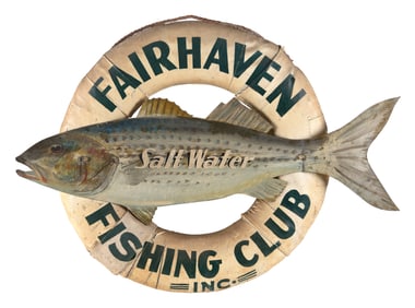 "FAIRHAVEN FISHING CLUB INC." SIGN 20th Century Height 29". Length 42".