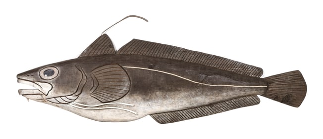 MIKE ORBE CARVING OF A RED HAKE Brewster, Massachusetts, 20th Century Length 80".