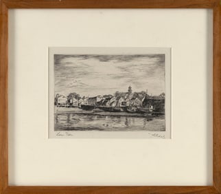 ALBERT EDEL (Massachusetts/France, 1894-1970), "Low Tide"., Etching on paper, 4.5" x 6.75" sight.