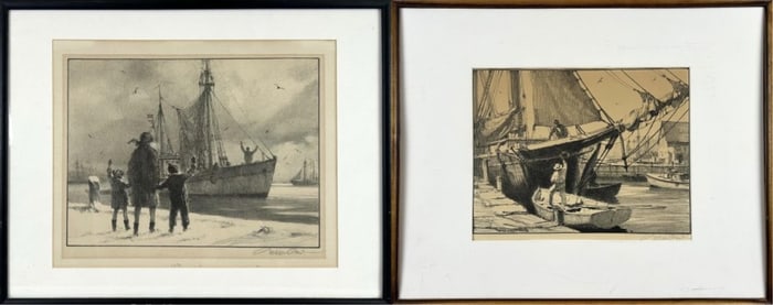 GORDON HOPE GRANT (New York/California/United Kingdom, 1875-1962), Two views of fishing boats:,