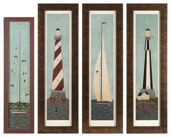 WARREN KIMBLE (Vermont, 1935), Four seaside scenes., Offset lithographs, 27.5" x 6.5" and 25" x