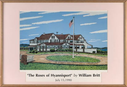 PRINT "THE ROSES OF HYANNISPORT" Dated 1990 Framed 20.75" x 26".