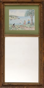 MARTHA FARHAM CAHOON (Massachusetts, 1905-1999), Children fishing., Crayon on paper, 9.5" x 11.75"