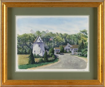 NEIL MCAULIFFE (Massachusetts, Contemporary), "The Windmill at Oyster Harbors"., Watercolor on