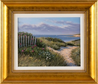 NEIL MCAULIFFE (Massachusetts, Contemporary), "Bay Side Path, Cape Cod"., Oil on canvas, 11" x 14".
