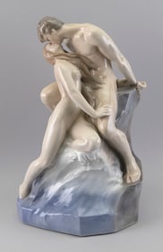 THEODORE LUNDBERG FOR ROYAL COPENHAGEN "THE WAVE AND THE ROCK" PORCELAIN FIGURE Denmark, 20th