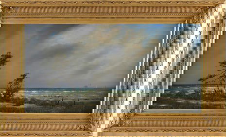 WILLIAM ROBERT DAVIS (Massachusetts, 1952-), "Windswept"., Oil on canvas, 15" x 30". Framed 23" x