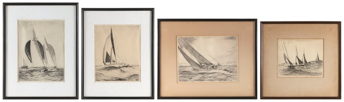 YNGVE EDWARD SODERBERG (Connecticut,/Illinois, 1896-1971), Four yachting etchings