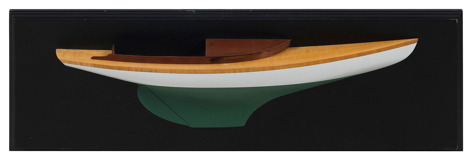 MOUNTED HALF HULL MODEL OF A HERRESHOFF Dated 2004 Length 25". (1 of 2)