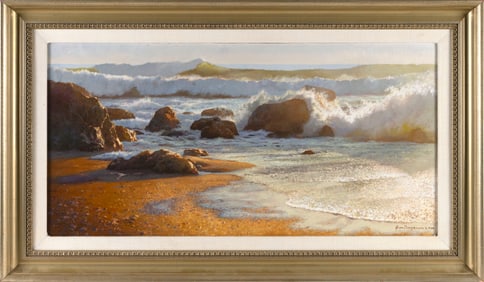 JUNE CAREY (California/Maryland, Contemporary), "Last Light at Union Landing"., Oil on canvas, 18" x