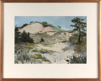 PAUL MONTGOMERY (America, Contemporary), Dune scene., Watercolor on paper, 13.5" x 21" sight. Framed