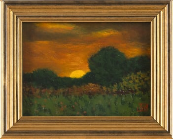 JOE WOJDAKOWSKI (Maine, 1972-), "Days End"., Oil on board, 6" x 8". Framed 8" x 10".