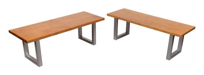 PAIR OF CONTEMPORARY COFFEE TABLES Late 20th Century Heights 16.5". Lengths 48". Widths 17".