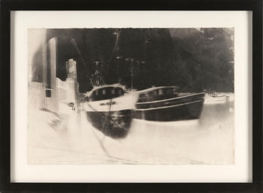 MARIAN ROTH (Massachusetts, Contemporary), Boats in a harbor., Camera obscura print, image 14" x