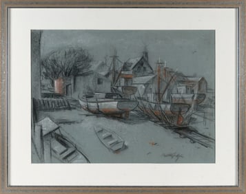 MARSTON DEAN (BUD) HODGIN (Ohio/California, 1903-2003), Boat yard, Provincetown, Massachusetts.,