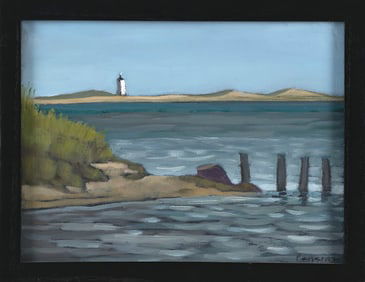 JOAN PEREIRA (Massachusetts/Pennsylvania, 1933-2022), "Wood End"., Oil on canvas, 9" x 12". Framed
