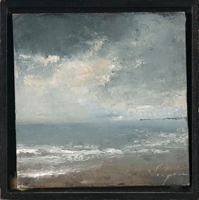 CHRIS VOLPE (New Hampshire, Contemporary), Provincetown Harbor., Oil on canvas board, 6" x 6".
