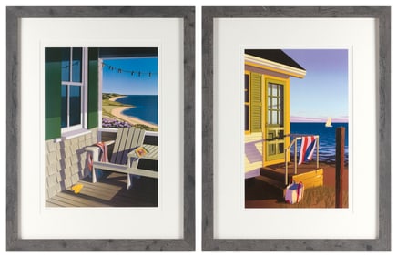 OREN SHERMAN (Massachusetts/Rhode Island, Contemporary), "Corn Hill" and "Porch on the Bay", two