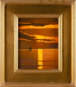 ROBERT K. ROARK (Massachusetts/New York, 1944-), "Evening Sail"., Oil on panel, 10" x 9". Framed 16"