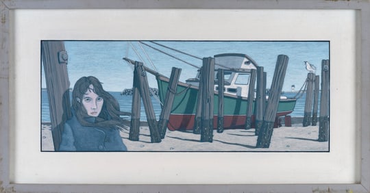 PETER COES (Massachusetts, 1946-), "The Captain's Daughter"., Acrylic on board, 12" x 24" sight.