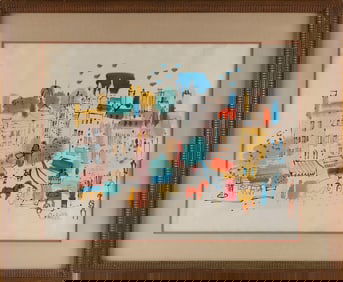 CHARLES CORBELLE (Connecticut/France, 1902-1998), Cityscape, likely Paris., Watercolor on paper, 18"