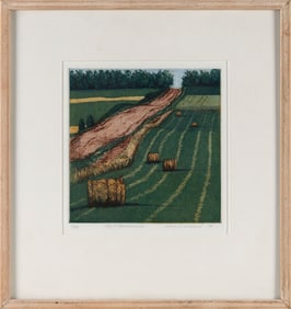 MARY E. MOQUIN (Massachusetts, Contemporary), "P.E.I. Remembered"., Etching on paper, 10" x 9.5"