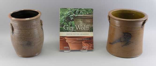 GUY WOLFF (America, Contemporary), Two stoneware crocks