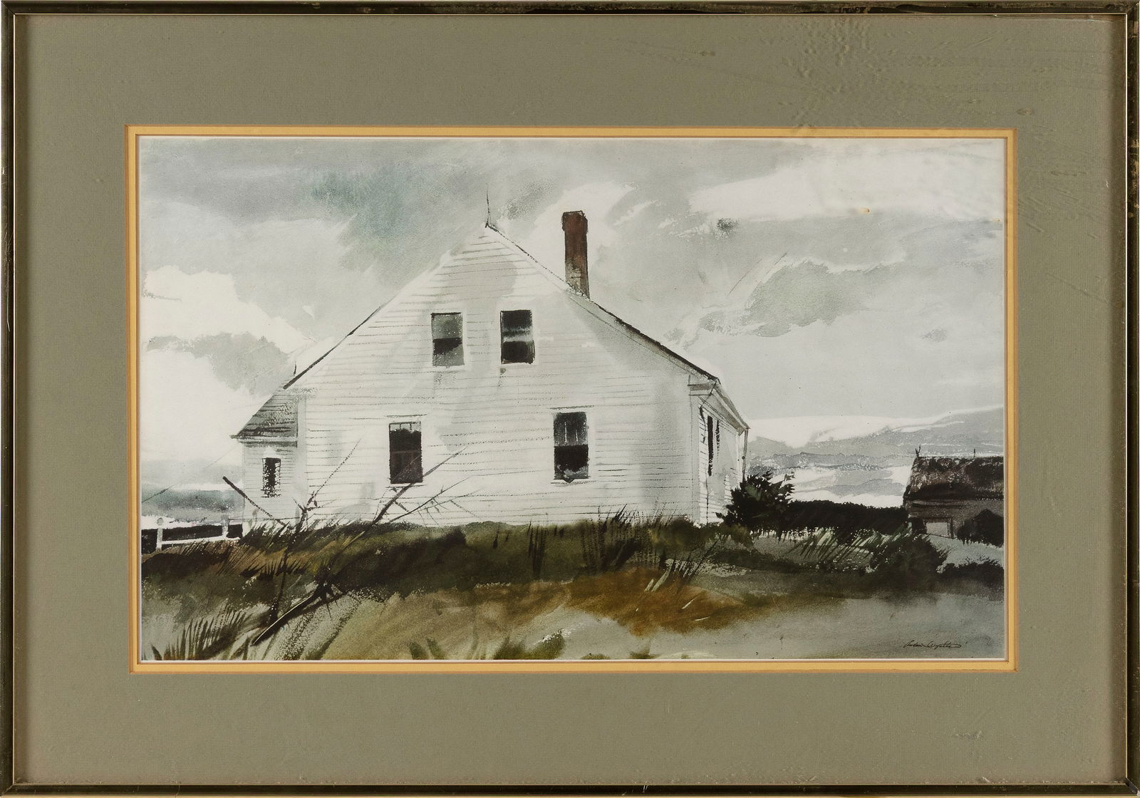 AFTER ANDREW NEWELL WYETH (Pennsylvania/Maine, 20th Century), "Bradford House"., Offset lithograph, (1 of 2)