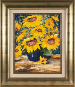 WILLIAM KIRKPATRICK VINCENT (New Mexico/Florida, 1939-2004), Still life of sunflowers., Oil on