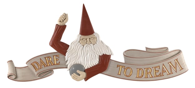 PAUL WHITE (Massachusetts, Contemporary), "Dare To Dream", a carved and polychromed wooden sign,